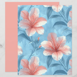 Pfirsich Hibiskus Florales Scrapbook Papier