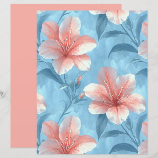 Pfirsich Hibiskus Florales Scrapbook Papier
