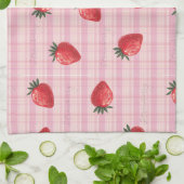 Pfirsich Himbeer Gingham Geschirrtuch (Gefaltet)