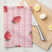 Pfirsich Himbeer Gingham Geschirrtuch (Viertel Falte)