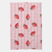 Pfirsich Himbeer Gingham Geschirrtuch (Vertikal)