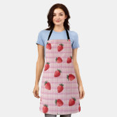 Pfirsich Himbeer Gingham Schürze (Getragen)