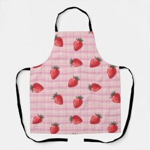 Pfirsich Himbeer Gingham Schürze