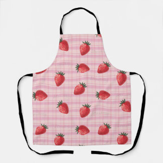 Pfirsich Himbeer Gingham Schürze
