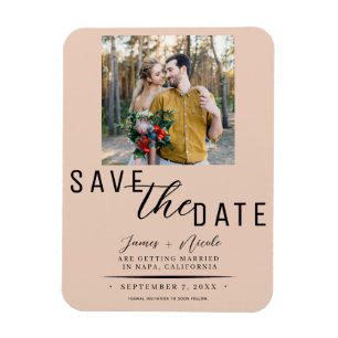 Pfirsich Hochzeit Foto Speichern Datum Magnet