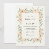 Pfirsich-Hochzeit mit himmlischer Blüte Einladung (Vorne/Hinten)