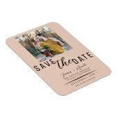 Pfirsich Hochzeitsankündigung Foto Hochzeit Magnet (Rechte Seite)