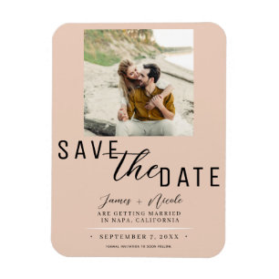 Pfirsich Hochzeitsfoto-Save-the-Date-Karte Magnet
