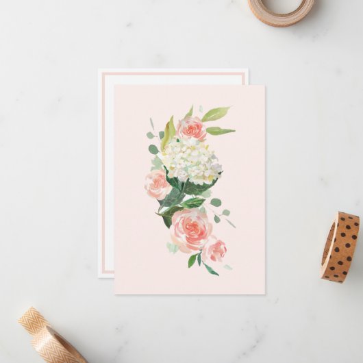 Pfirsich Hydrangea von Ihrem Schreibtisch aus Mitteilungskarte (Vorderseite/Rückseite Beispiel)