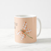 Pfirsich-Kariert-Gestreift-Libelle Kaffeetasse (VorderseiteRechts)
