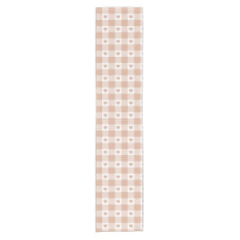 Pfirsich-Kariert-Herz-Gingham-Retro-Farb-Tischläuf Kurzer Tischläufer