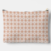 Pfirsich-Kariert-Herz-Gingham-Retro-Farbe Zubehörtasche (Rückseite)