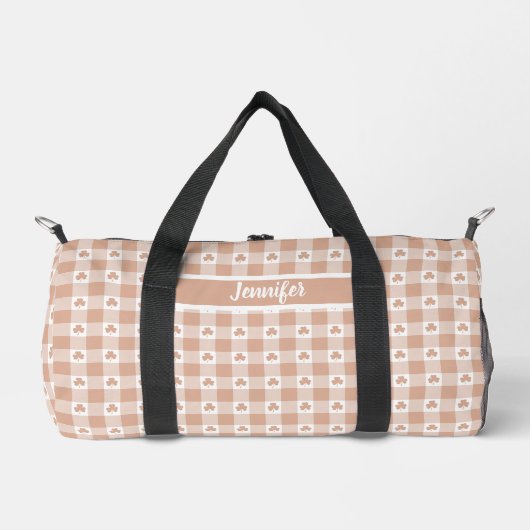 Pfirsich-Kariert-Kleeblatt-Retro-Farbe Duffle Bag (Vorderseite)
