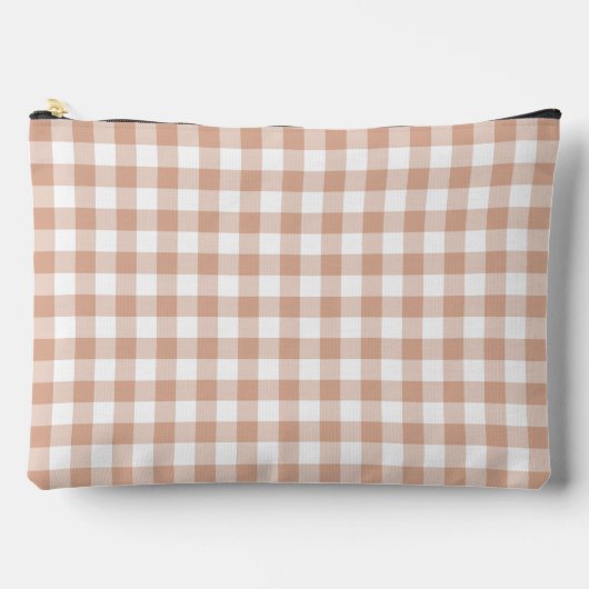 Pfirsich-Karierter Gingham Retro-Farbe Zubehörtasche (Vorderseite)
