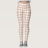 Pfirsich-Karo-Gingham-Retrofarbe Leggings (Vorderseite)
