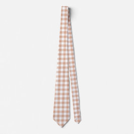 Pfirsich-Karo-Gingham-Retrofarben-Schlips Krawatte