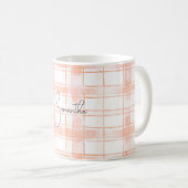 Pfirsich-Karostreifen Kaffeetasse (VorderseiteRechts)