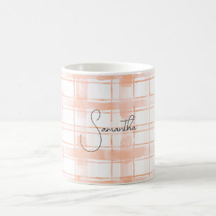 Pfirsich-Karostreifen Kaffeetasse