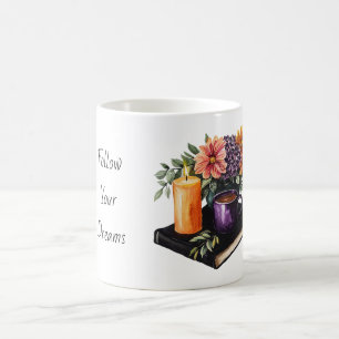 Pfirsich Kerzen Blumen Kaffeetasse