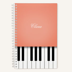 Pfirsich Klaviermusik-Tastatur Personalisiert Notizblock