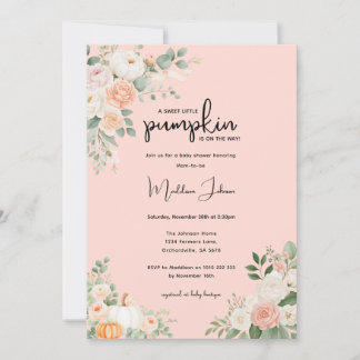 Pfirsich Kleine Kürbis Blumen Herbst Baby Shower Einladung
