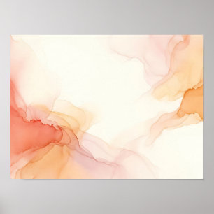 Pfirsich-Korallen-Fluid-Diffusions-Abstrakt-Poster Poster