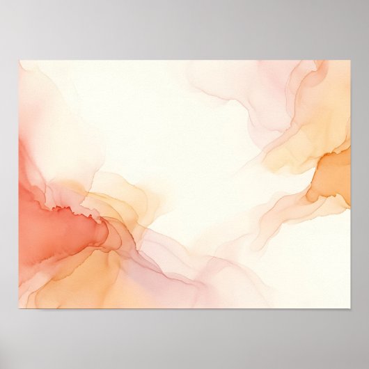 Pfirsich-Korallen-Fluid-Diffusions-Abstrakt-Poster Poster (Vorne)