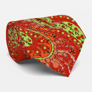 Pfirsich Korallen-Lime Paisley Hochzeitskrawatte Krawatte