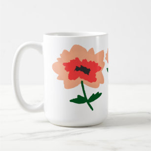 Pfirsich-Korallen-Mohn Botanische Blumengeschenke Kaffeetasse