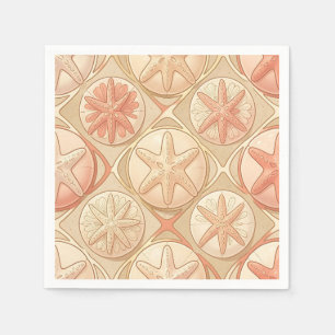 Pfirsich Korallen Seestern und Sanddollar Serviette