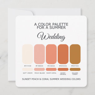 Pfirsich Korallen Sommer Hochzeit Farbpalette 2026 Einladung