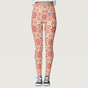 Pfirsich-Korallen-Sternenexplosion-Geometrisches M Leggings