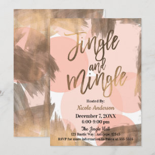 Pfirsich Kupfer Bronze Moderne Jingle & Mingle Par Einladung