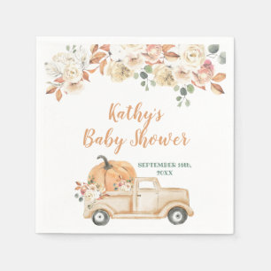 Pfirsich-Kürbis-Rustikale-LKW-Baby-Party-Serviette Serviette