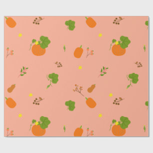 Pfirsich-Kürbisgarten Botanisches Muster Geschenkpapier