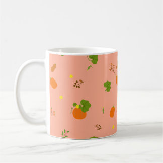 Pfirsich-Kürbisgarten Botanisches Muster Kaffeetasse