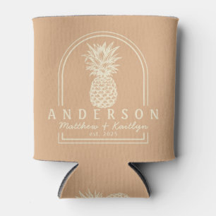 Pfirsich-Kuss-Ananas-Hochzeitsbogen & Name Dosenkühler