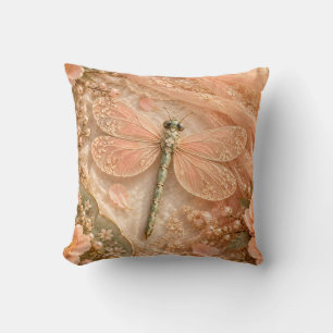 Pfirsich-Lace-Libelle Romantische Perlen-Stilllebe Kissen