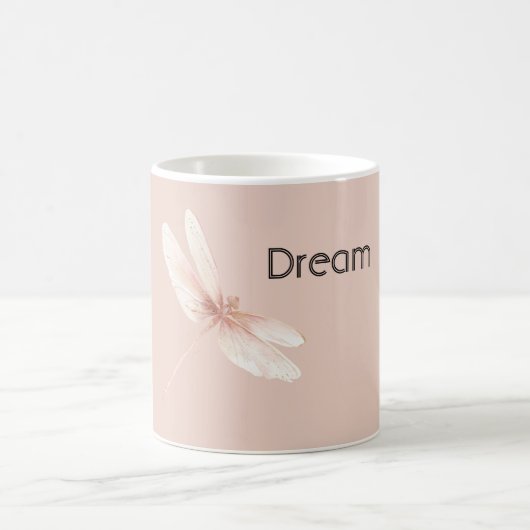 Pfirsich-Libellen-Traum Kaffeetasse (Mittel)