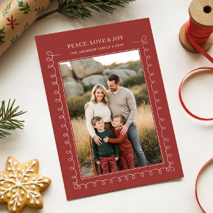Pfirsich Liebe Freude Rot Streifen Familienfoto We Feiertagskarte