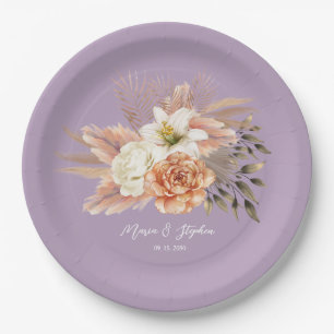 Pfirsich Lila Blumen Hochzeit Pappteller