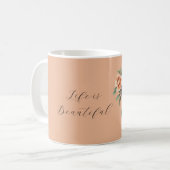 Pfirsich Lila Blumen Schwarze Vase Kaffeetasse (Vorderseite Links)