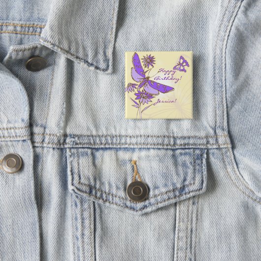 Pfirsich-lila Schmetterlings-Knopf Button (Beispiel)