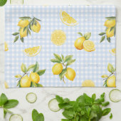 Pfirsich-Limonen-Gingham Geschirrtuch (Gefaltet)