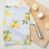 Pfirsich-Limonen-Gingham Geschirrtuch (Viertel Falte)