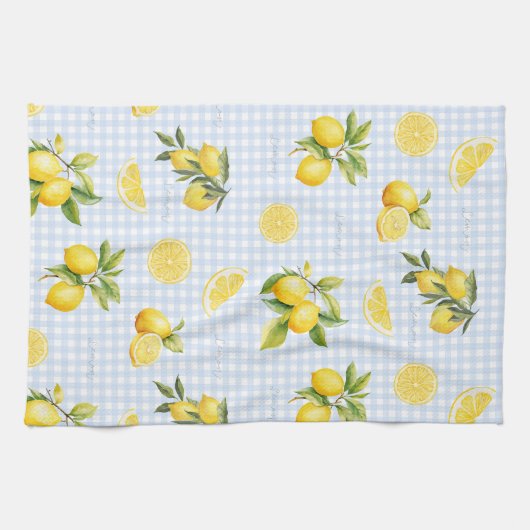 Pfirsich-Limonen-Gingham Geschirrtuch (Horizontal)