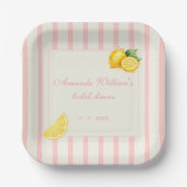 Pfirsich-Limonen-Streifen-Junggesellinnen-Abschied Pappteller (Vorderseite)