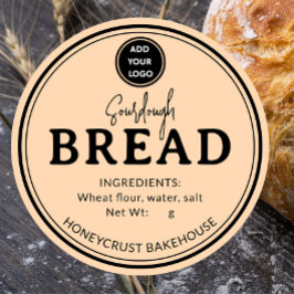 Pfirsich-Logo-Bäckerei-Sauerteig-Brot-Aufkleber Runder Aufkleber