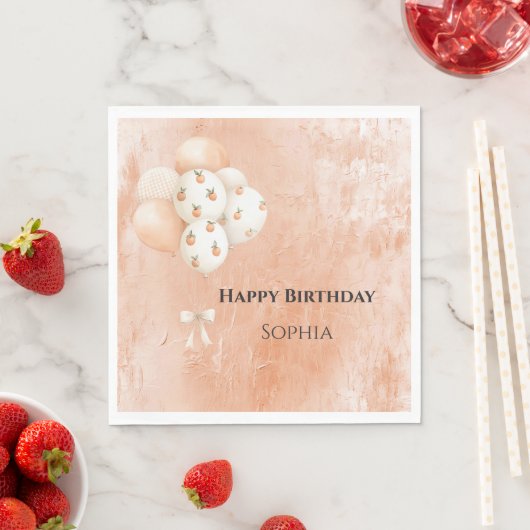 Pfirsich Luftballons Geburtstag Serviette (Beispiel)