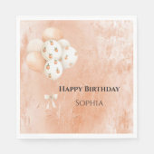 Pfirsich Luftballons Geburtstag Serviette (Vorderseite)